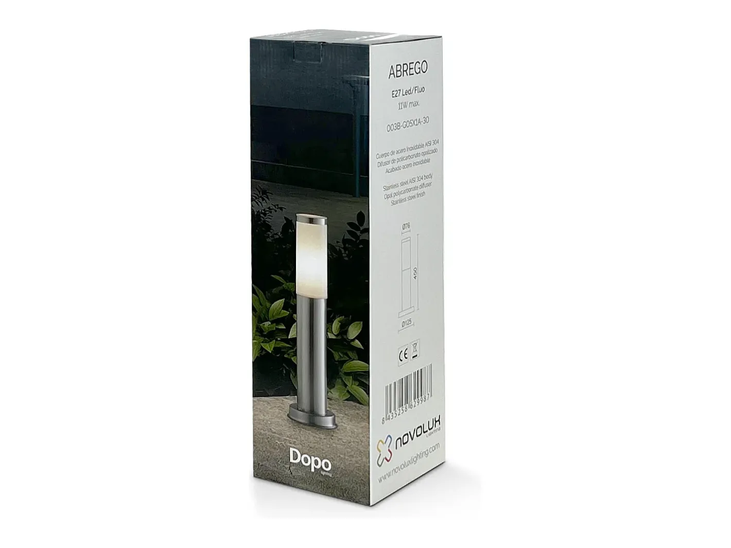 Online Baliza exterior ABREGO estilo clásico - Alt. 45 cm - E27 11W - INOX AISI 316 - IP44 -inox Gris