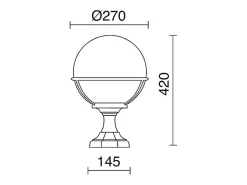 Baliza exterior CLIC CLAC GLOBO estilo clásico - Alt. 42 cm x D.ø27 cm - E27 42W - poliamida - esfera policarbonato - ip44 - Negro Outlet