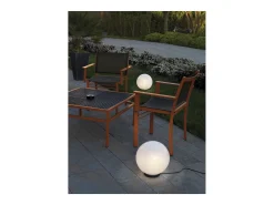 Baliza exterior GLOU estilo moderno y versátil - D. ø40 cm - E27 15W - cable 2 mts - IP44 - esfera opal de bayoneta - exterior - poliamida y Negro Discount