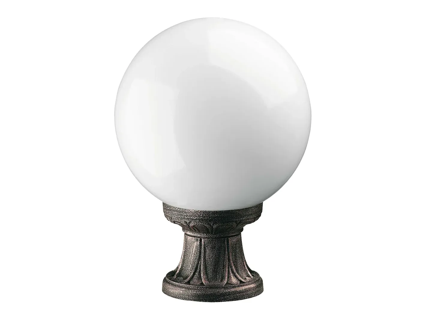 Iluminación Exterior-Baliza exterior INDURA GLOBO estilo clásico - Alt. 35 cm x D. ø25 cm - E27 70W - esfera opal- resina - IP55 - Negro
