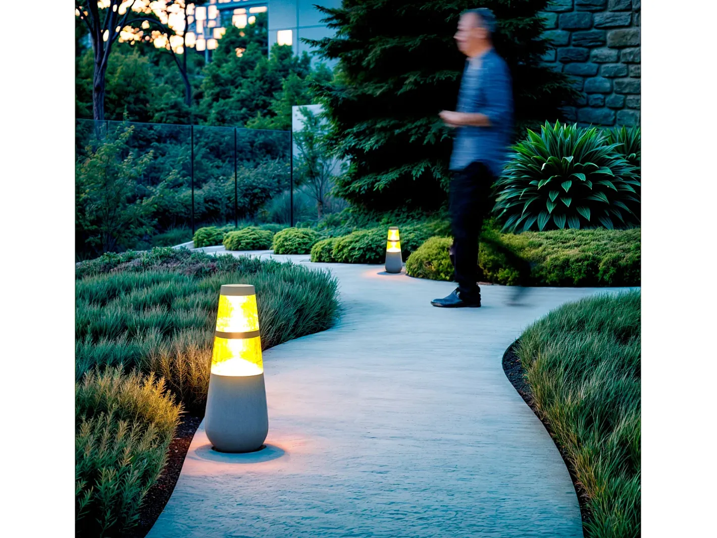 Ledkia Iluminación Exterior-Baliza Exterior LED 8W Superficie Pie 38cm Double-Danko Óxido Transparente