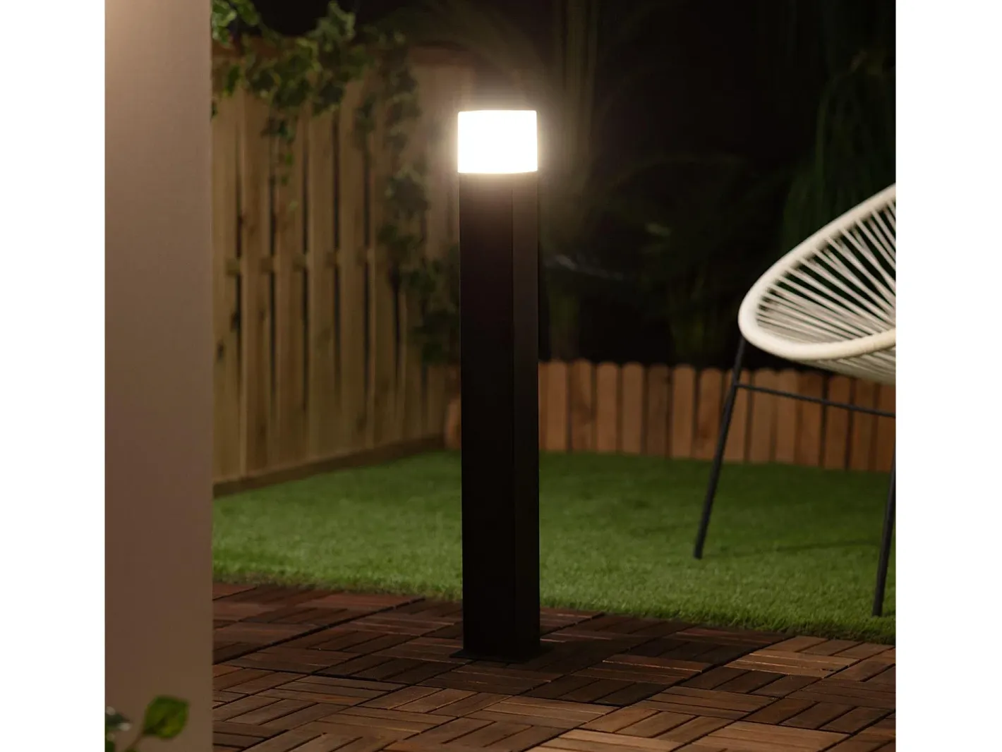 Ledkia Iluminación Exterior-Baliza Exterior Superficie Pie 74cm Augusta Negra Negro
