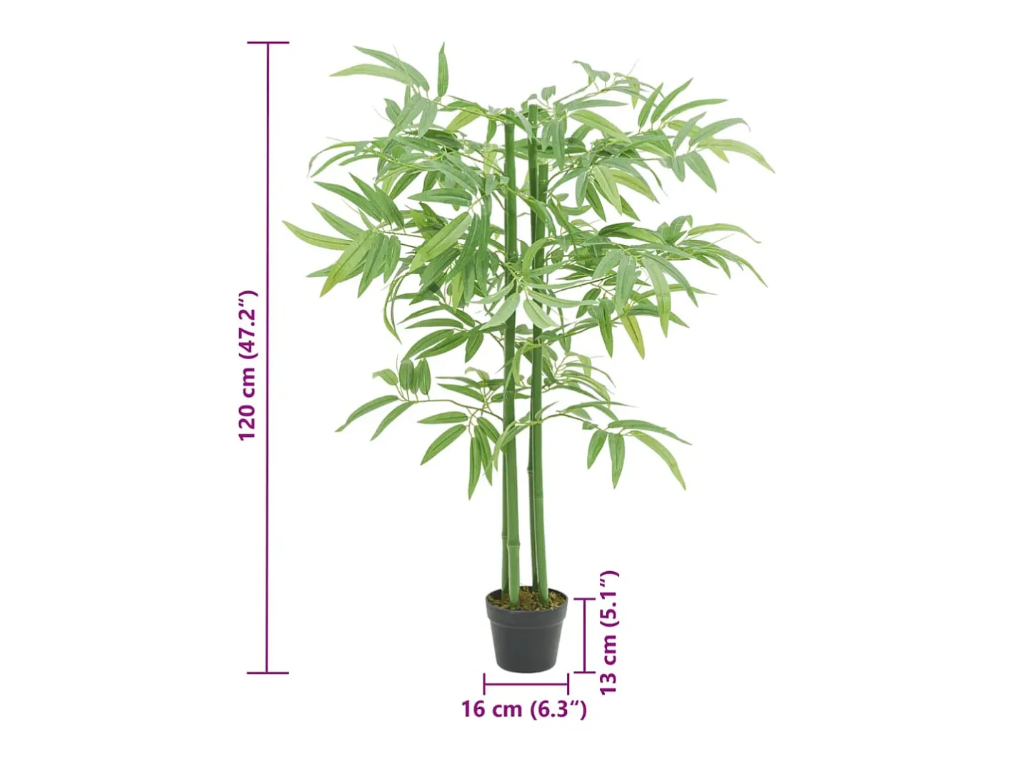 Planta Artificial-Bambú artificial 384 hojas 120 cm Verde
