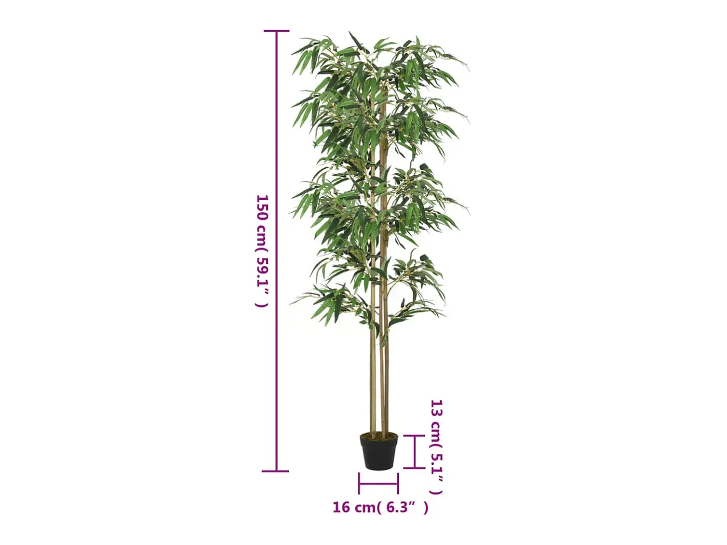 Planta Artificial-Bambú artificial 988 hojas 150 cm Verde