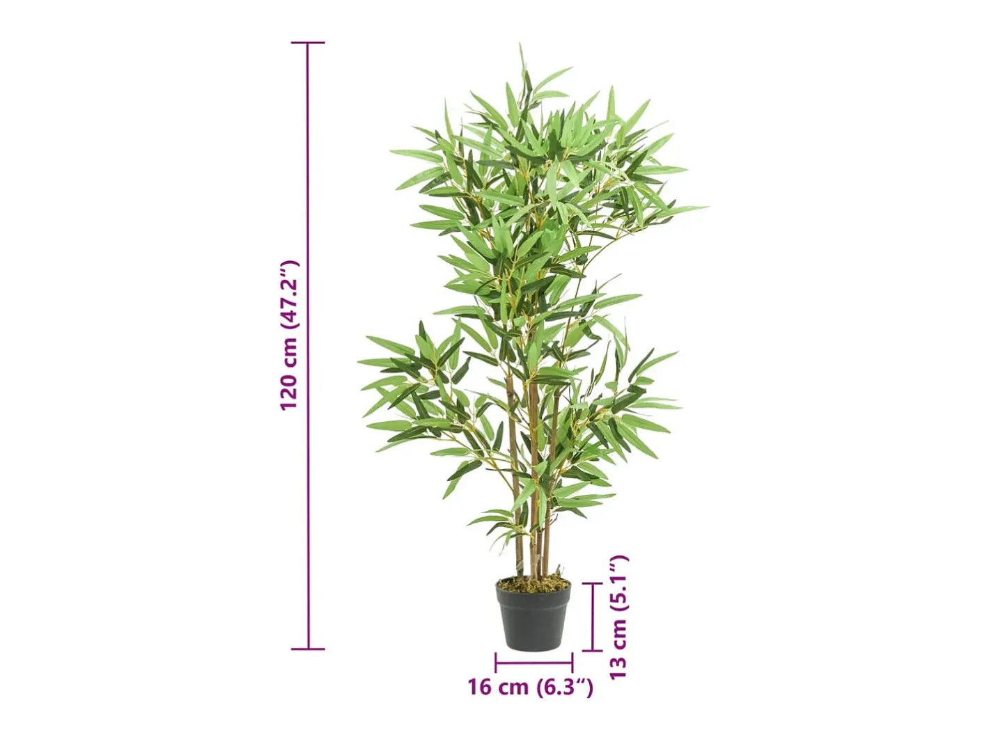 Planta Artificial-Bambú artificial 552 hojas 120 cm Verde