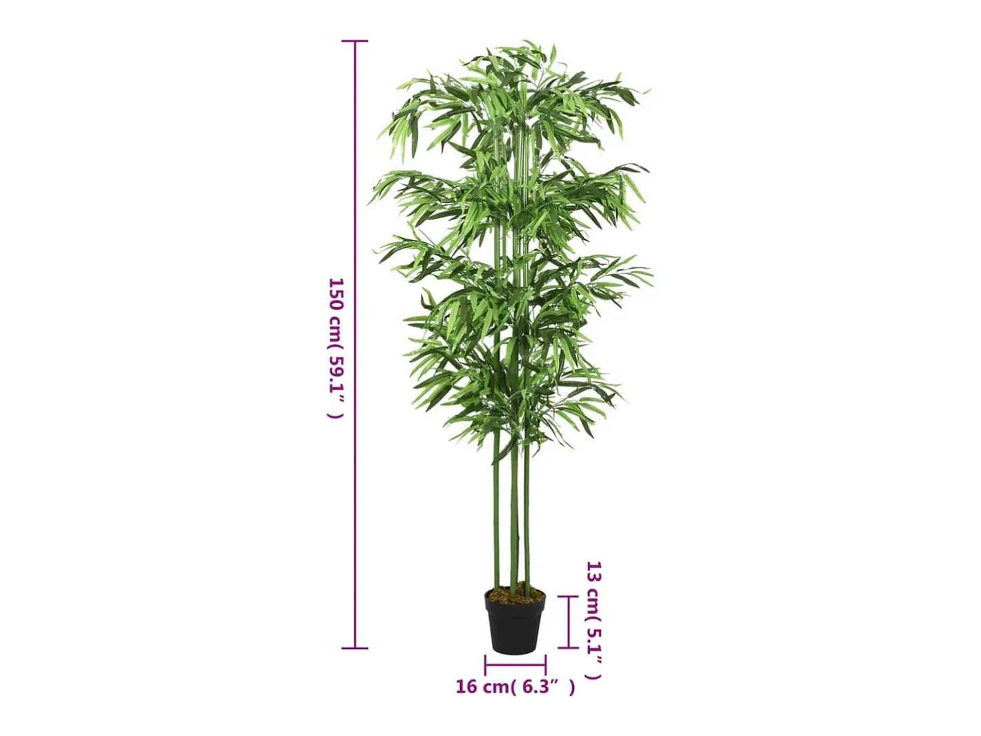 Planta Artificial-Bambú artificial 576 hojas 150 cm Verde