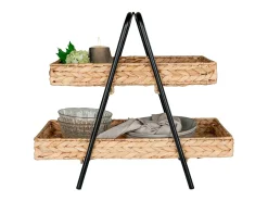 Hot House Nordic Bandeja de jacinto de agua y metal en y madera 42 x 23 x 43.5 cm Negro
