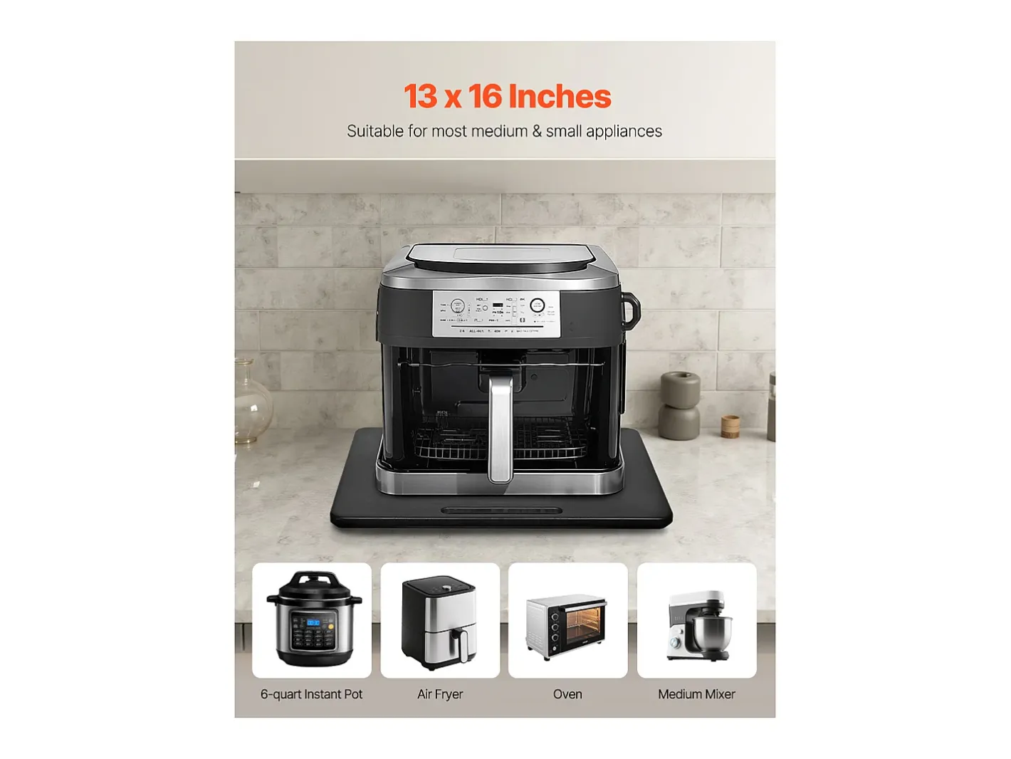 Presentación Y Servicio-Bandeja Deslizante para Electrodomésticos de Cocina SucceBuy, 33 x 40,6 cm Bandeja con Ruedas de Goma, para Pequeños Electrodomésticos de Cocina, Color Negro