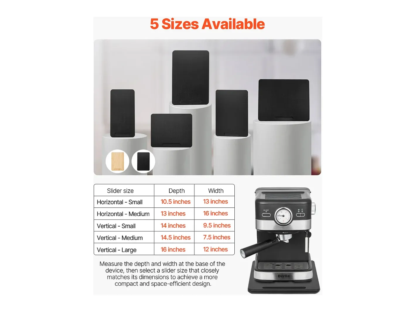 Bandeja Deslizante SucceBuy para Aparatos de Cocina, 35,6 x 24,1 cm, Tabla Móvil, para Cafetera, Pequeños Electrodomésticos de Cocina, Negro