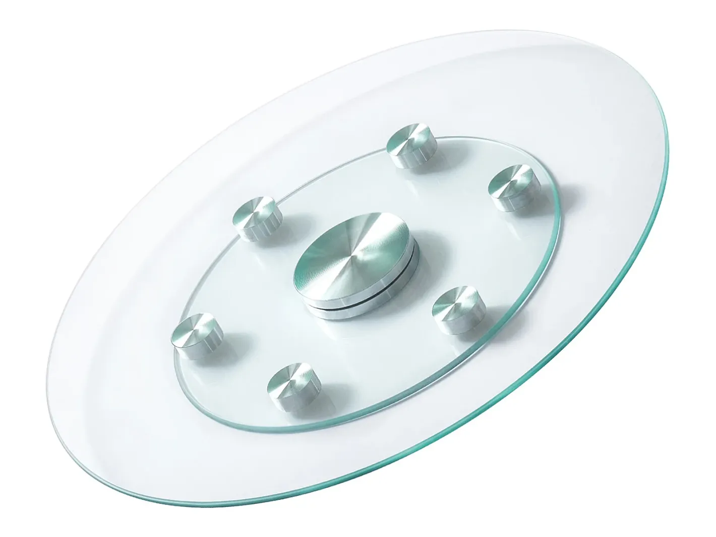 Presentación Y Servicio-Bandeja Giratoria Redonda SucceBuy para Mesa, 61 cm, Bandeja de Servicio Giratoria 360°, Centro de Mesa de Comedor de Vidrio Templado con 6 Ruedas, para Banquetes Transparente