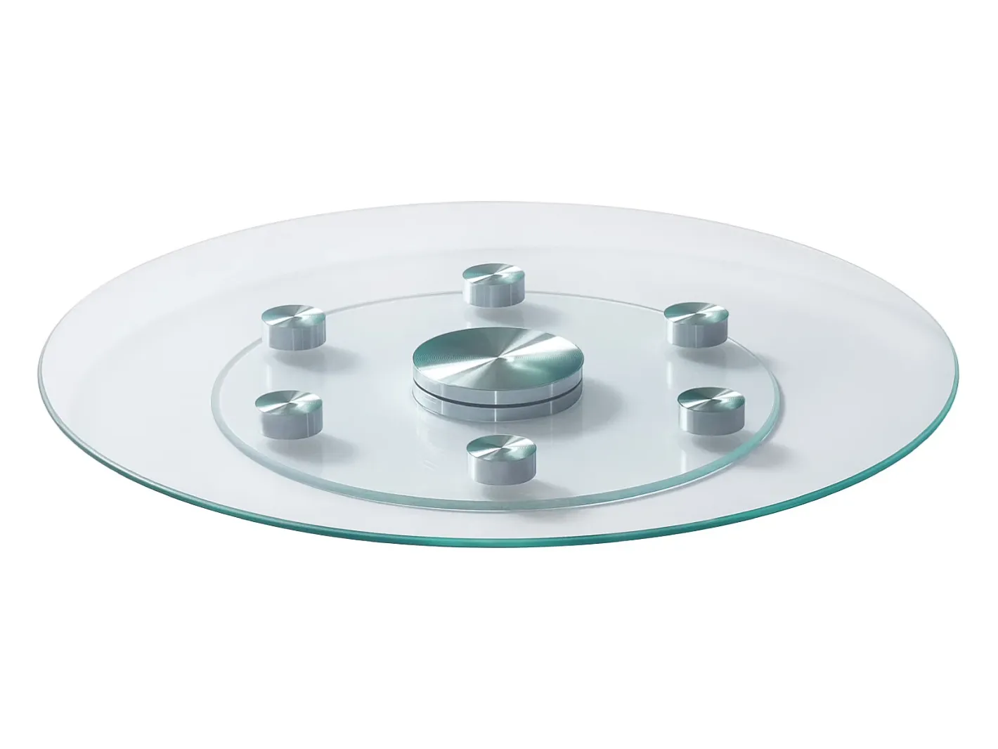 Presentación Y Servicio-Bandeja Giratoria Redonda SucceBuy para Mesa, 61 cm, Bandeja de Servicio Giratoria 360°, Centro de Mesa de Comedor de Vidrio Templado con 6 Ruedas, para Banquetes Transparente