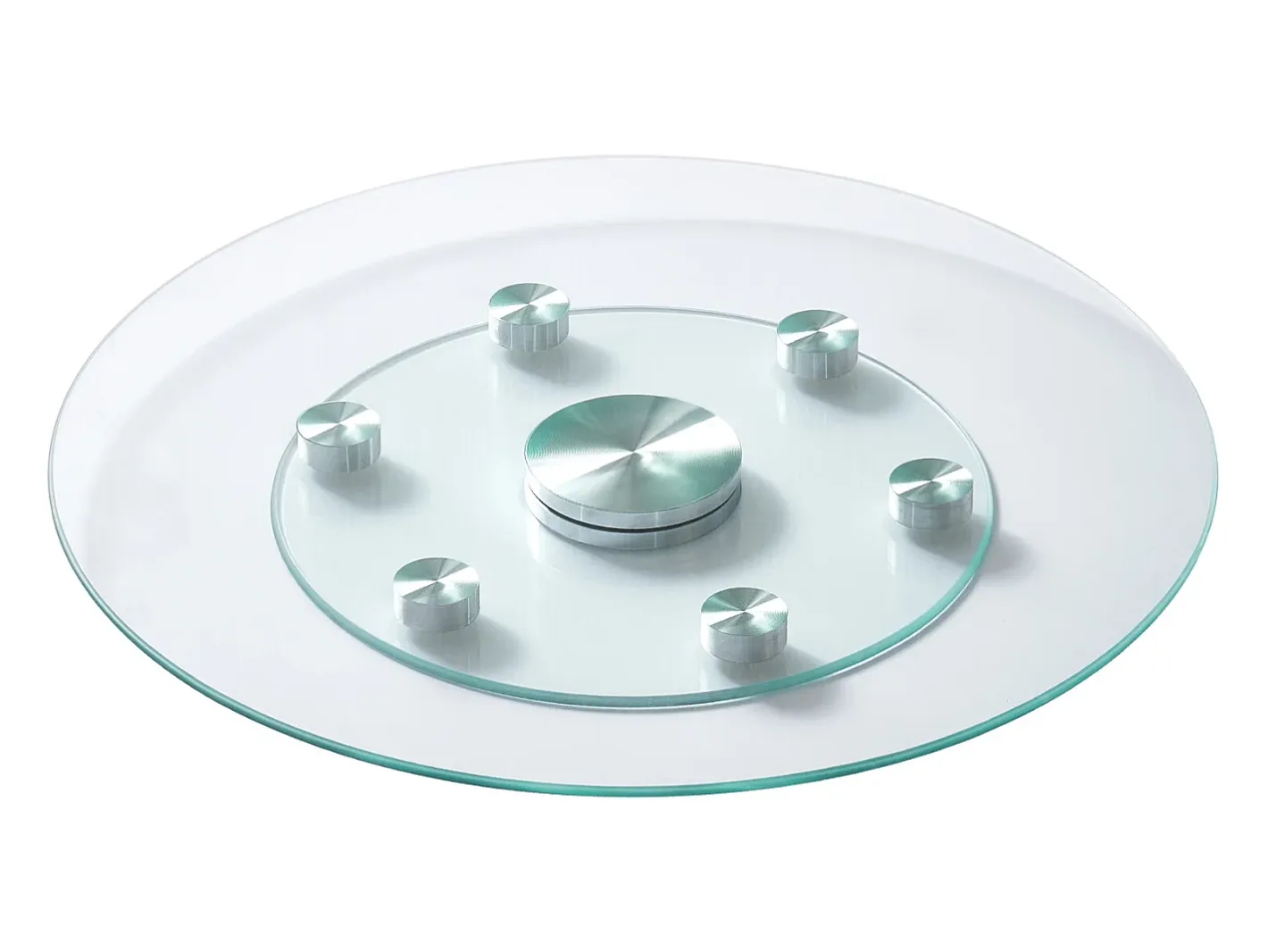 Presentación Y Servicio-Bandeja Giratoria Redonda SucceBuy para Mesa, 61 cm, Bandeja de Servicio Giratoria 360°, Centro de Mesa de Comedor de Vidrio Templado con 6 Ruedas, para Banquetes Transparente