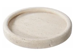 New ebuy24 Bandeja redonda de travertino natural Ø 25,5 cm Beige
