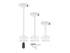 Online Barbell Solar RF - Lámpara de pie LED solar recargable de 65 W - Lámpara de pie para exterior, 3 alturas 156-113-70 cm, color salvia Verde