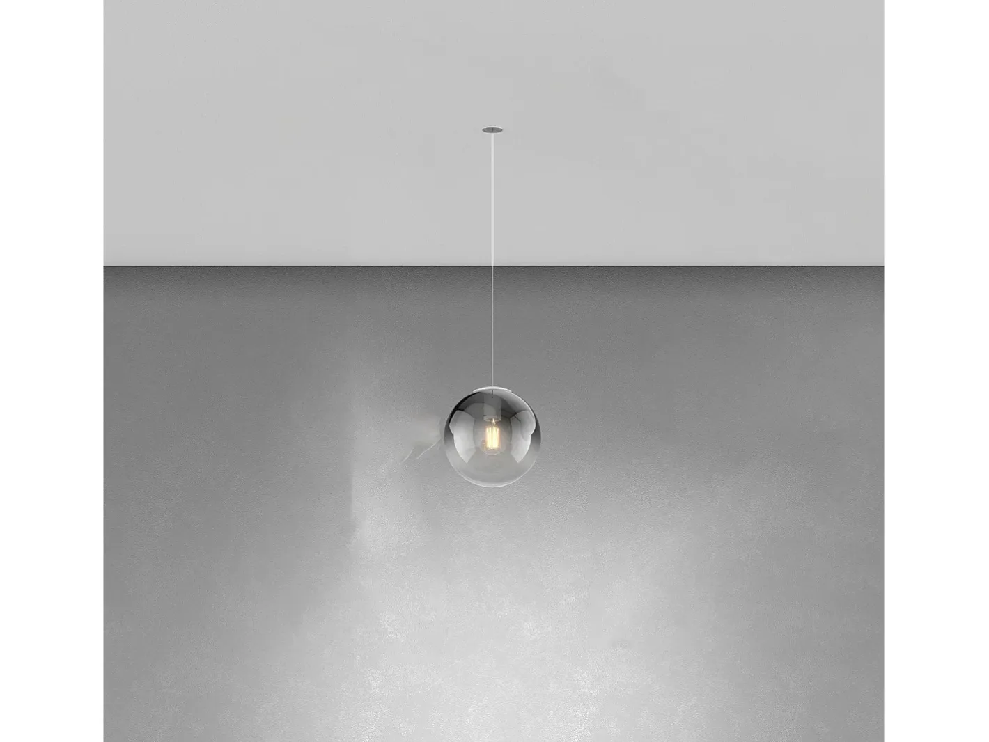 Lámpara Suspendida-Big Eclipse Sosp. E27 Con Cavo Cm 250 D.20Cm Fume E Rosone Da Incasso Cromo Plateado