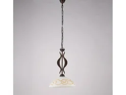Best Bilbao - Lámpara de hierro lacado en negro con decoración. Efecto óxido y difusor de cristal d. 30 blanco y ámbar 1 luz 104 - Ø30 Marru00f3n chocolate