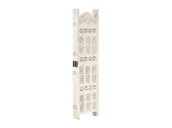 Biombo 5 paneles tallado a mano madera mango 200x165 cm ES675827 Blanco Clearance