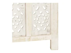 Biombo 5 paneles tallado a mano madera mango 200x165 cm ES675827 Blanco Clearance