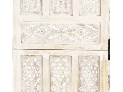 Biombo 5 paneles tallado a mano madera mango 200x165 cm ES675827 Blanco Clearance