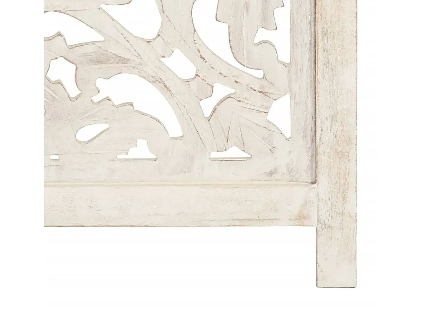 Hot vidaxl Biombo 3 paneles tallado a mano madera mango 120x165 cm Blanco