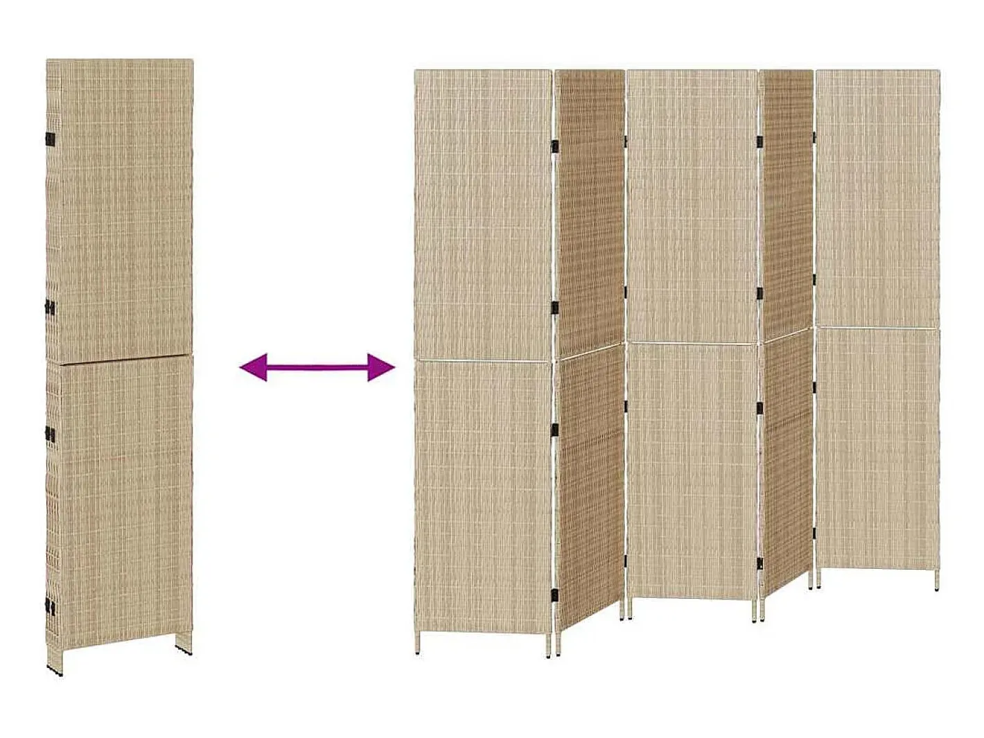 New Biombo 242 x 180 cm. polirratán Beige
