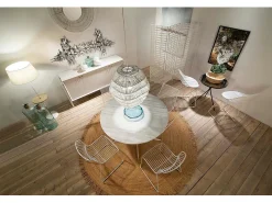 Les Tendances Biombo de 3 hojas de mimbre y metal Blanco Sale