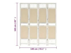 Biombo de 4 paneles 140x165 cm Tela Crema Hot