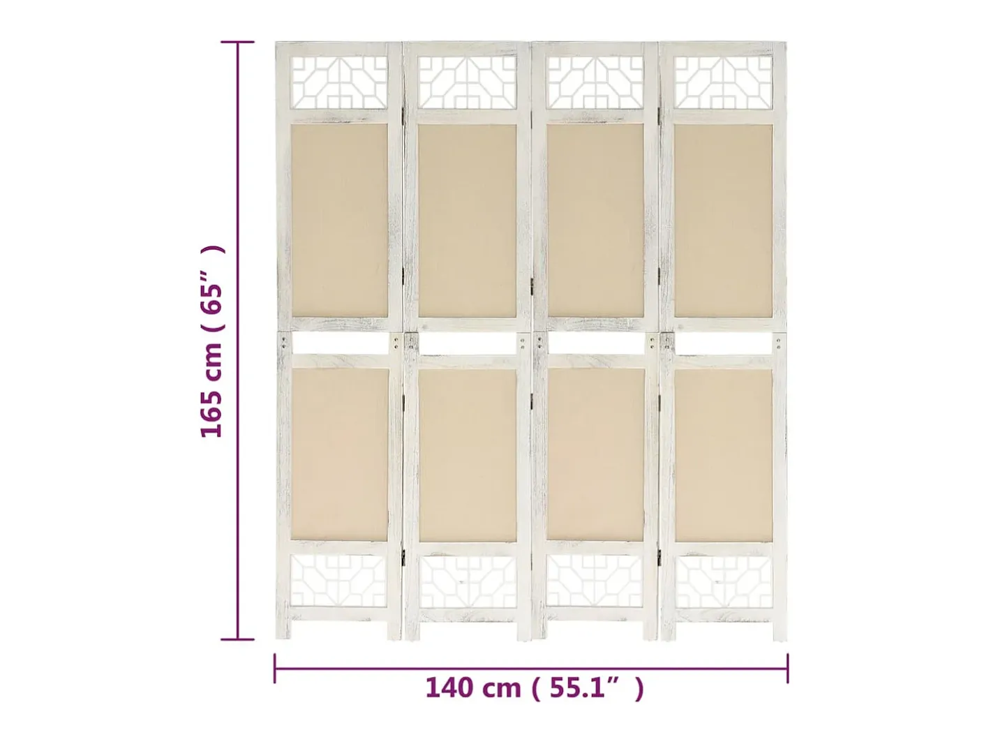 Biombo de 4 paneles 140x165 cm Tela Crema Hot