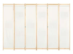 Clearance Biombo de 6 paneles 240 x 170 x 4 cm Tela Crema