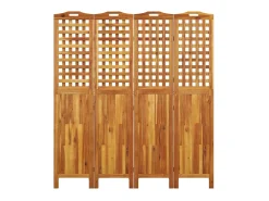 Clearance Biombo de 4 paneles de madera maciza de acacia 162x2x180 cm ES669475 Marru00f3n