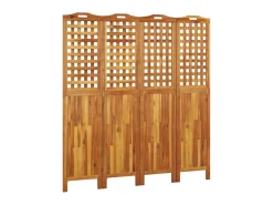 Clearance Biombo de 4 paneles de madera maciza de acacia 162x2x180 cm ES669475 Marru00f3n