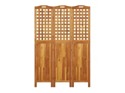 Outlet Biombo de 3 paneles de madera maciza de acacia 121,5x2x180 cm ES978703 Marru00f3n
