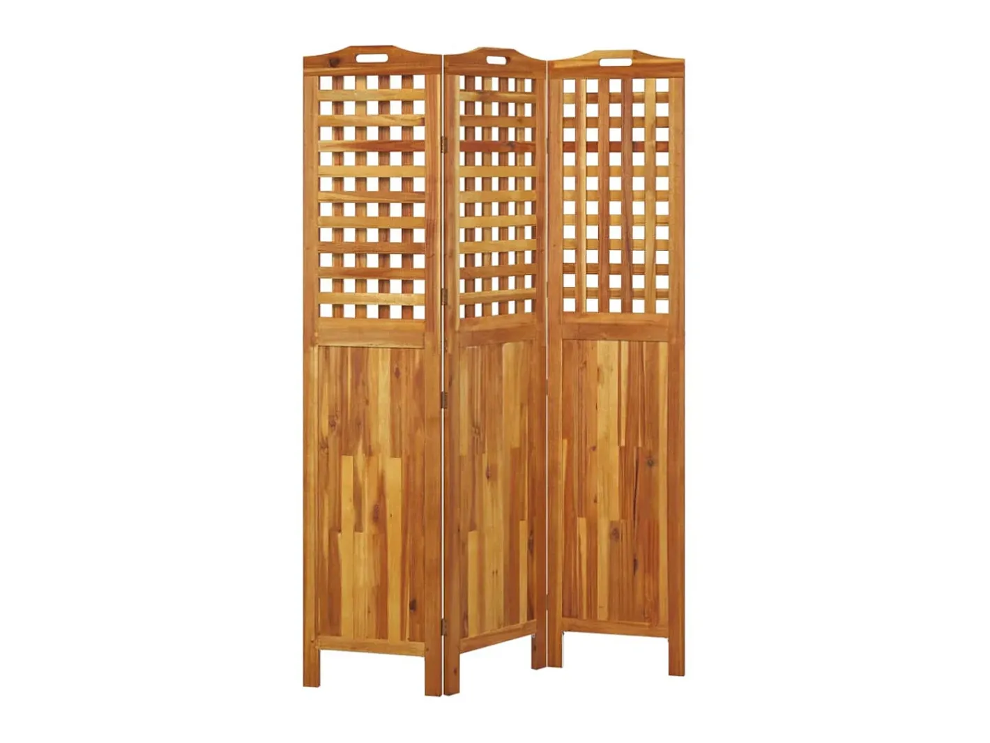 Outlet Biombo de 3 paneles de madera maciza de acacia 121,5x2x180 cm ES978703 Marru00f3n