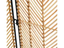 Clearance Les Tendances Biombo de 3 paneles de mimbre natural y metal negro. Color natural claro