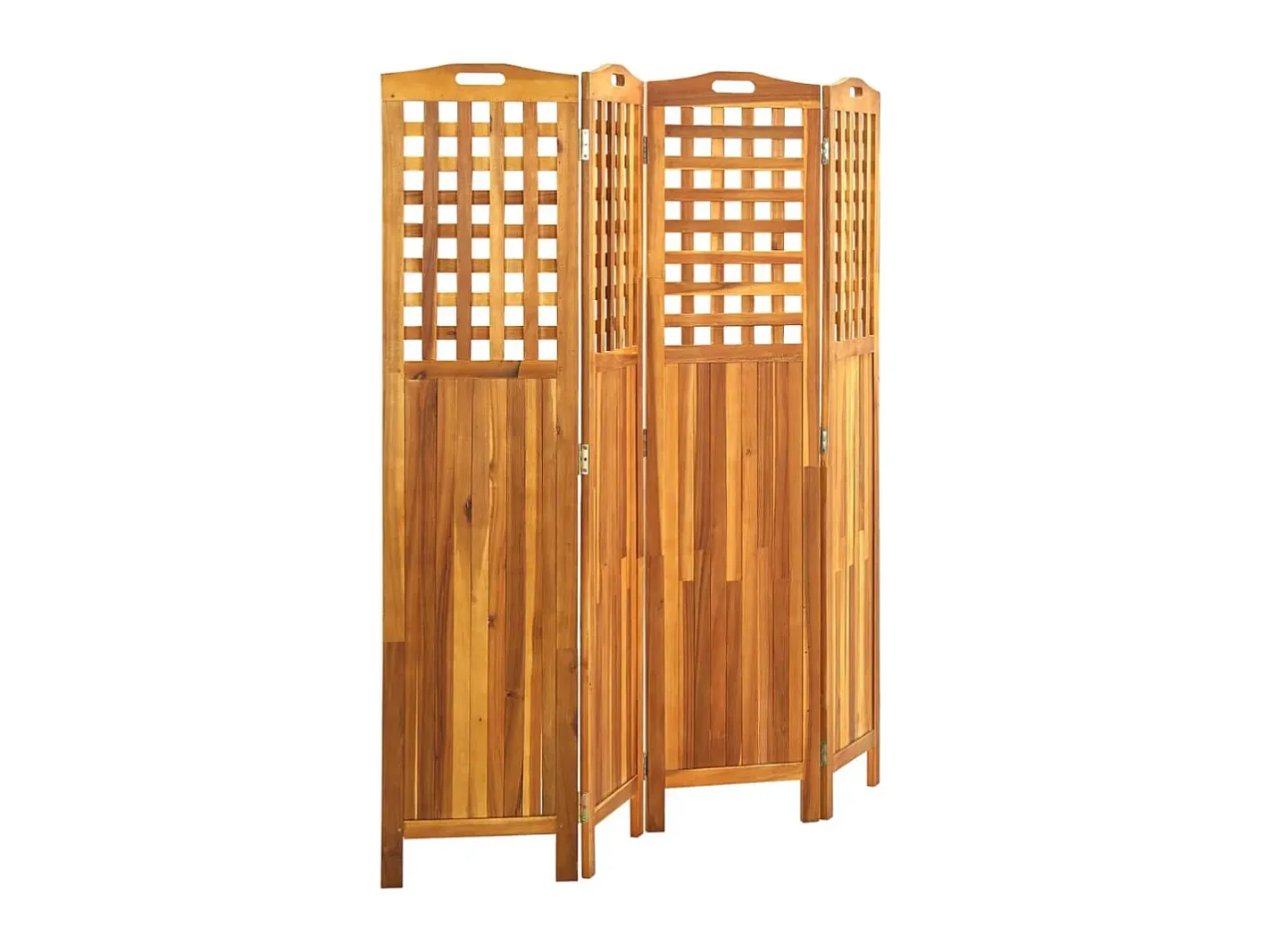 Biombo-Biombo de 4 paneles madera maciza de acacia 121x2x120 cm ES339396 Marru00f3n