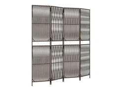 Biombo-Biombo de 4 paneles ratán sintético marrón ES189415 Marru00f3n