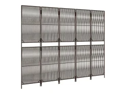 Biombo-Biombo de 5 paneles ratán sintético marrón ES434772 Marru00f3n
