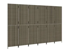 Biombo de 6 paneles ratán sintético ES185135 Gris Outlet
