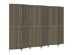 Biombo de 6 paneles ratán sintético ES185135 Gris Outlet