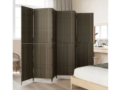 Biombo de 6 paneles ratán sintético ES185135 Gris Outlet