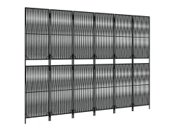 Biombo de 6 paneles ratán sintético ES159809 Negro Clearance