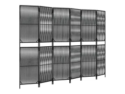 Biombo de 6 paneles ratán sintético ES159809 Negro Clearance