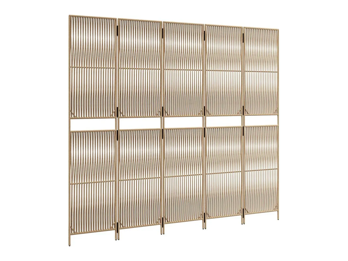 Biombo-Biombo de 5 paneles ratán sintético ES917539 Beige