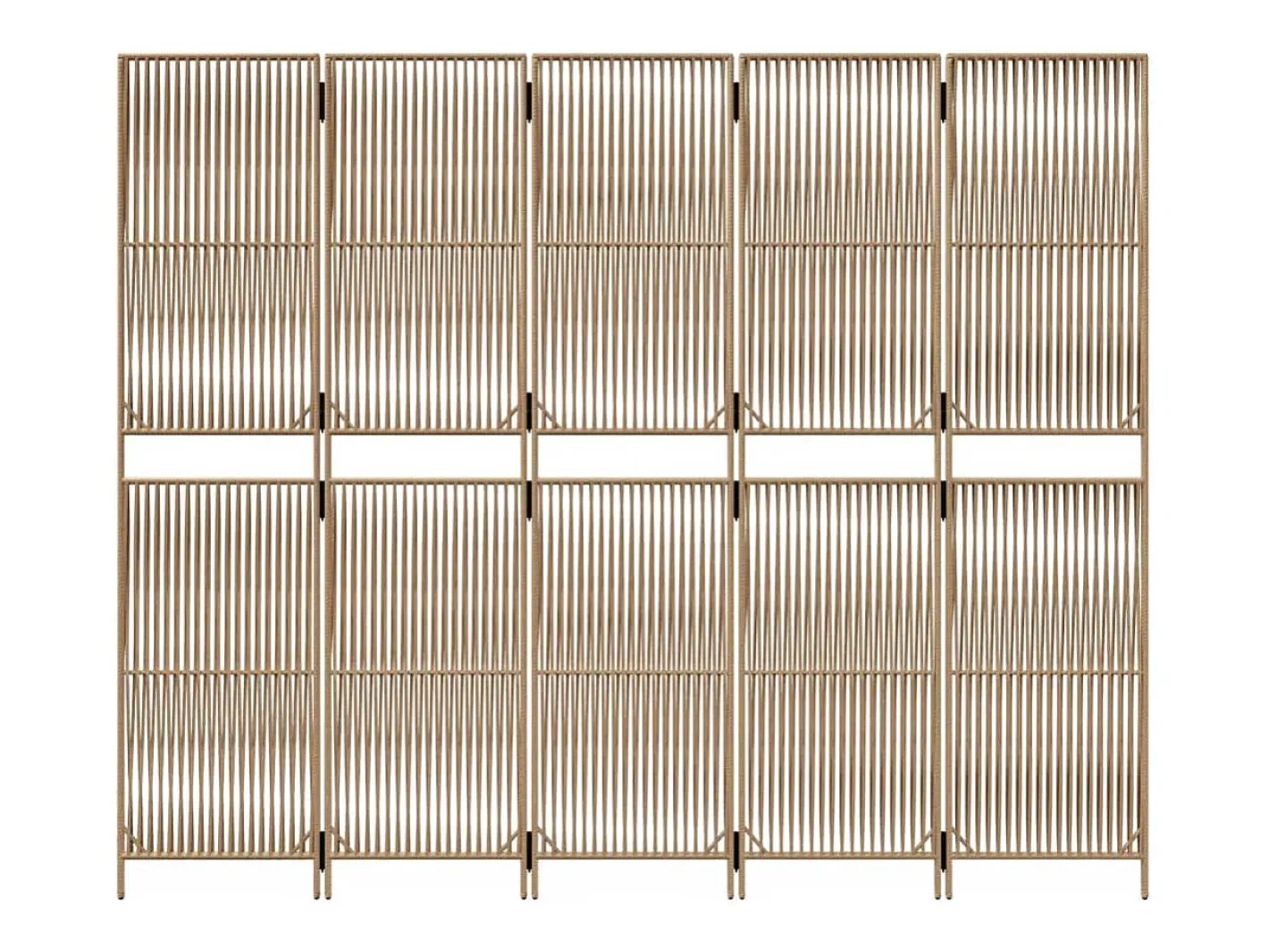 Biombo-Biombo de 5 paneles ratán sintético ES917539 Beige