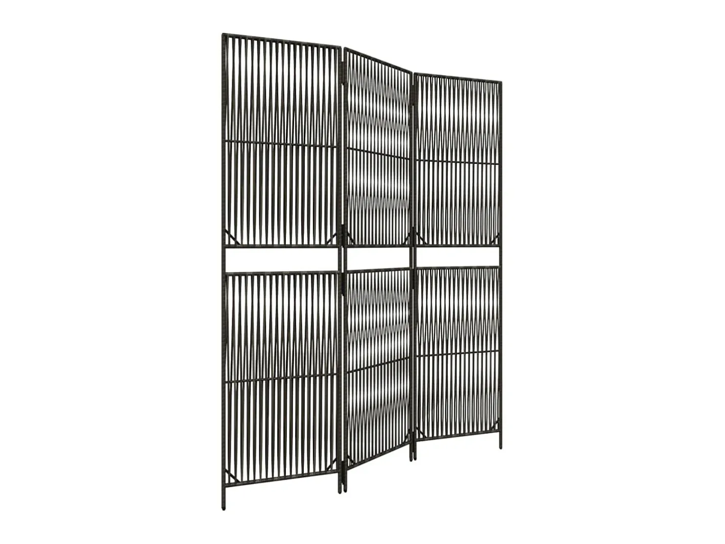 Biombo-Biombo de 3 paneles ratán sintético ES845291 Gris