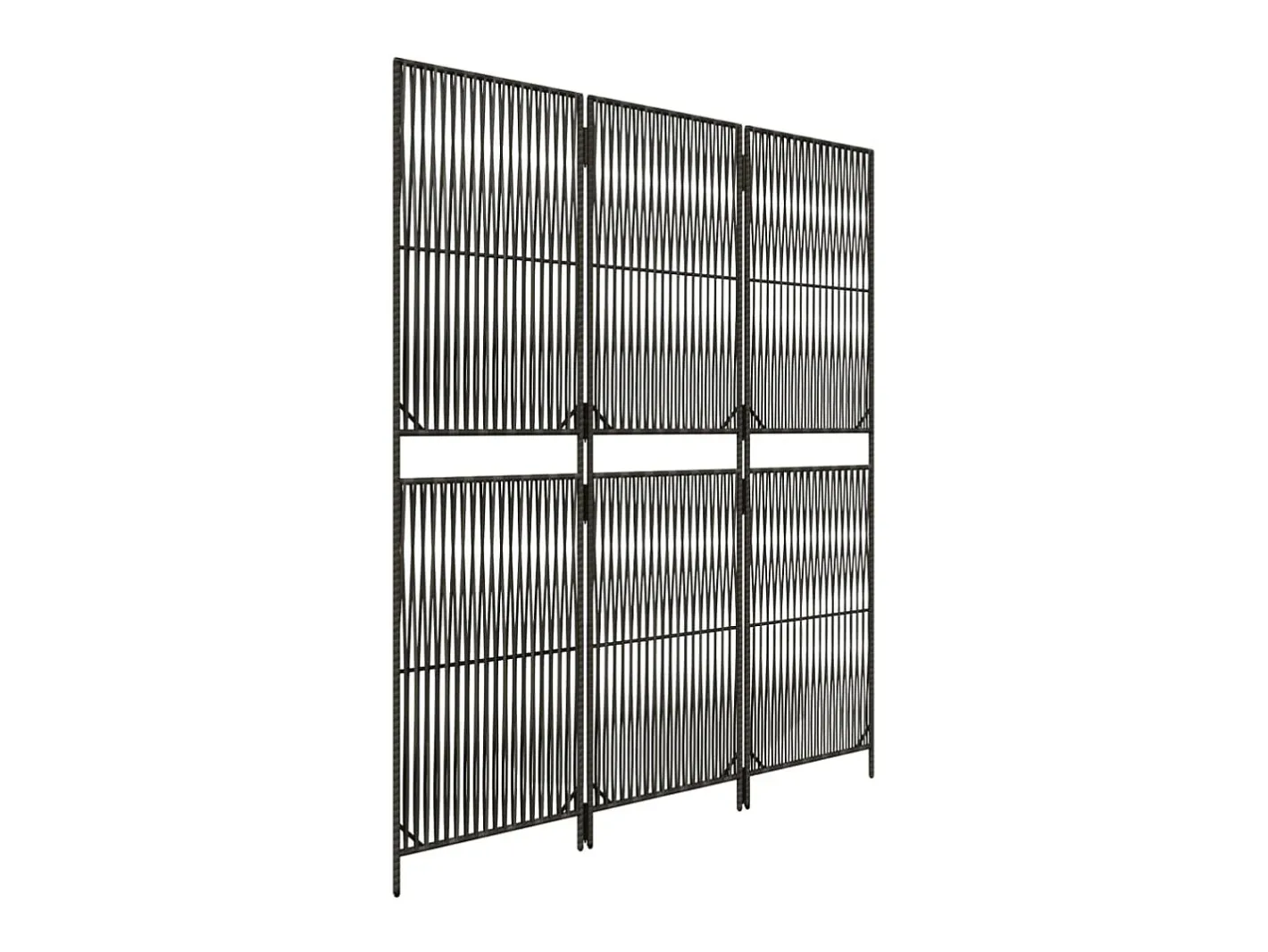 Biombo-Biombo de 3 paneles ratán sintético ES845291 Gris