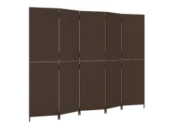 Outlet Biombo de 5 paneles ratán sintético marrón ES923078 Marru00f3n