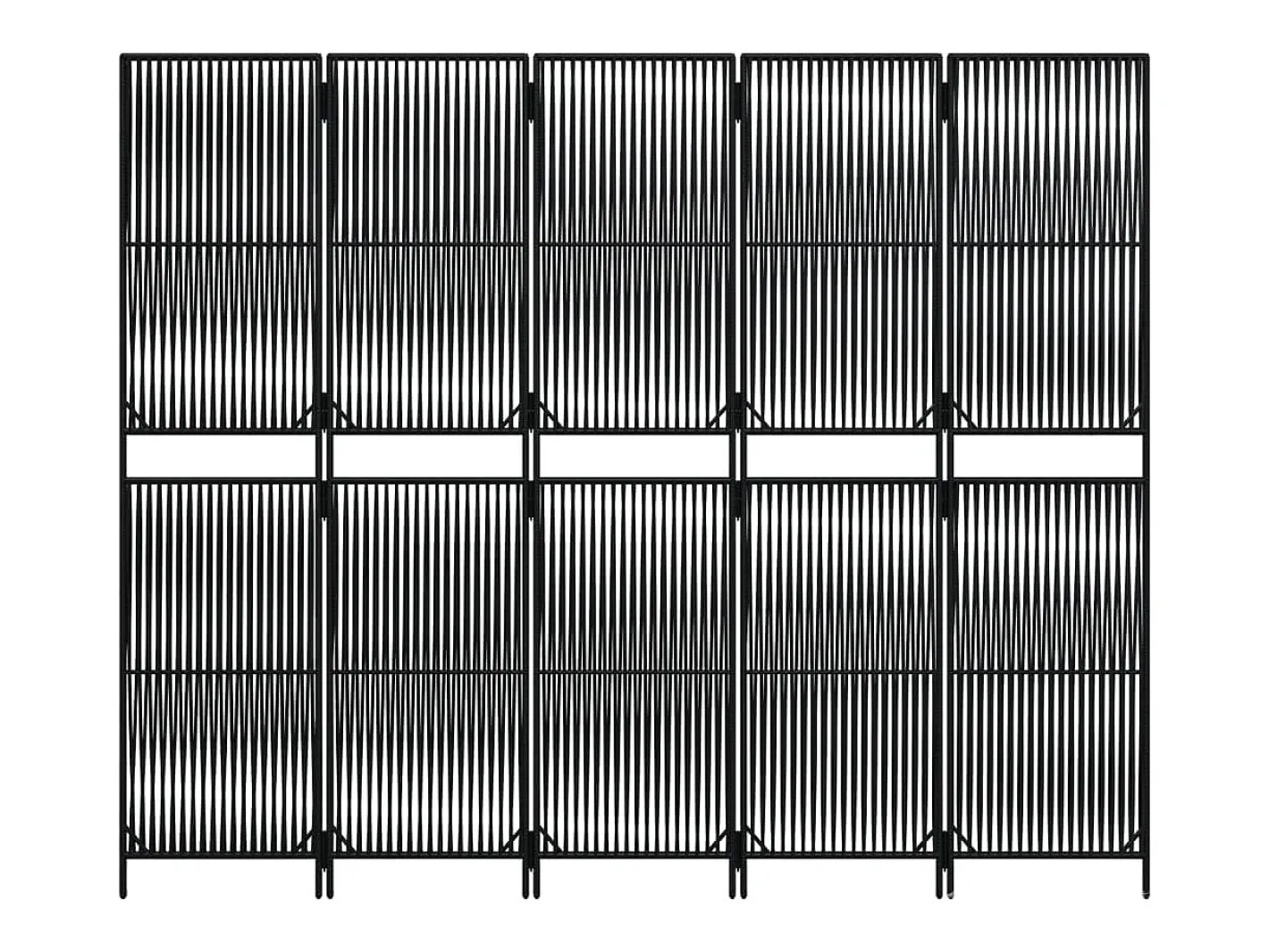 Biombo-Biombo de 5 paneles ratán sintético ES152629 Negro
