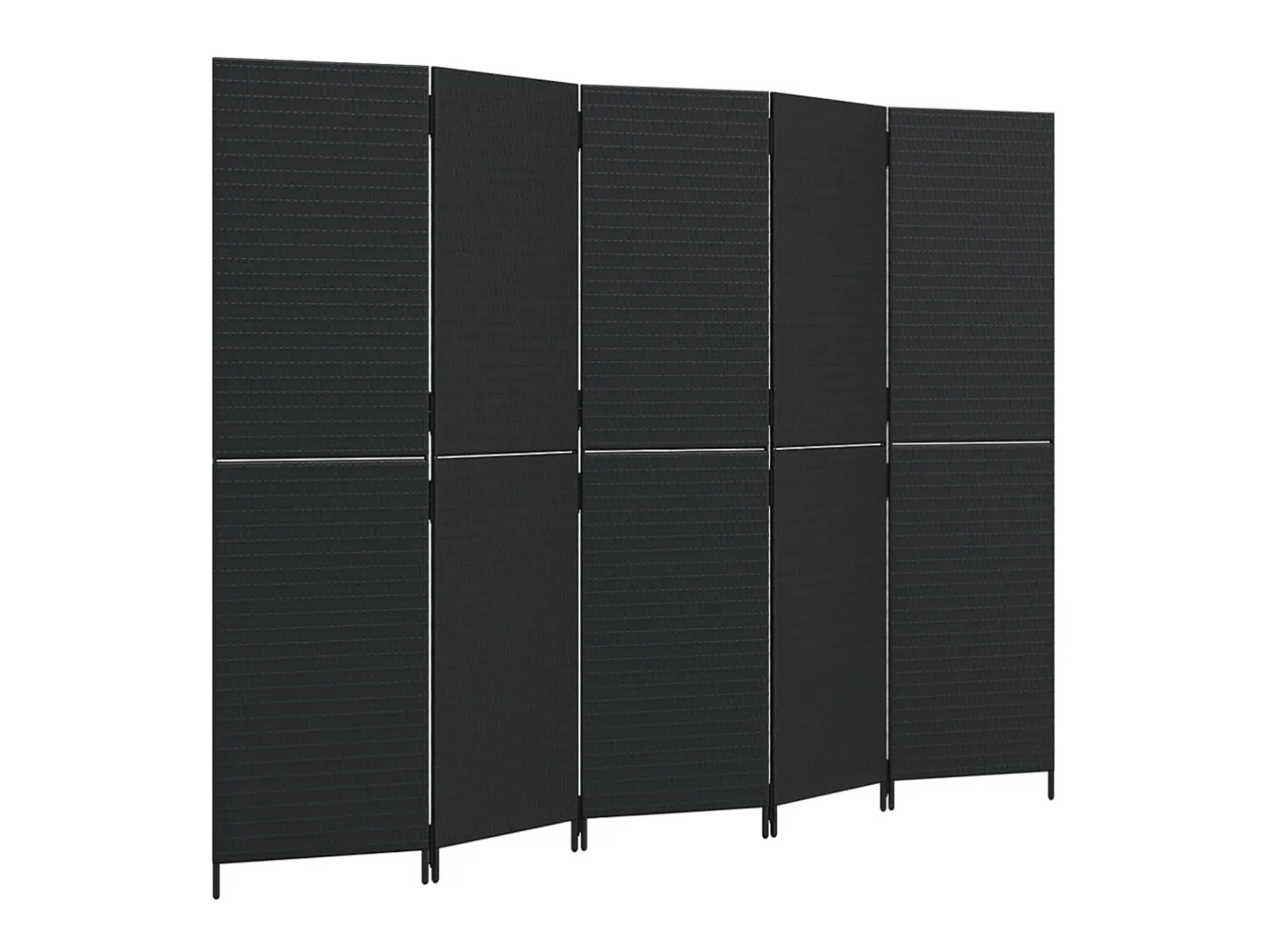 Biombo-Biombo de 5 paneles ratán sintético ES793721 Negro