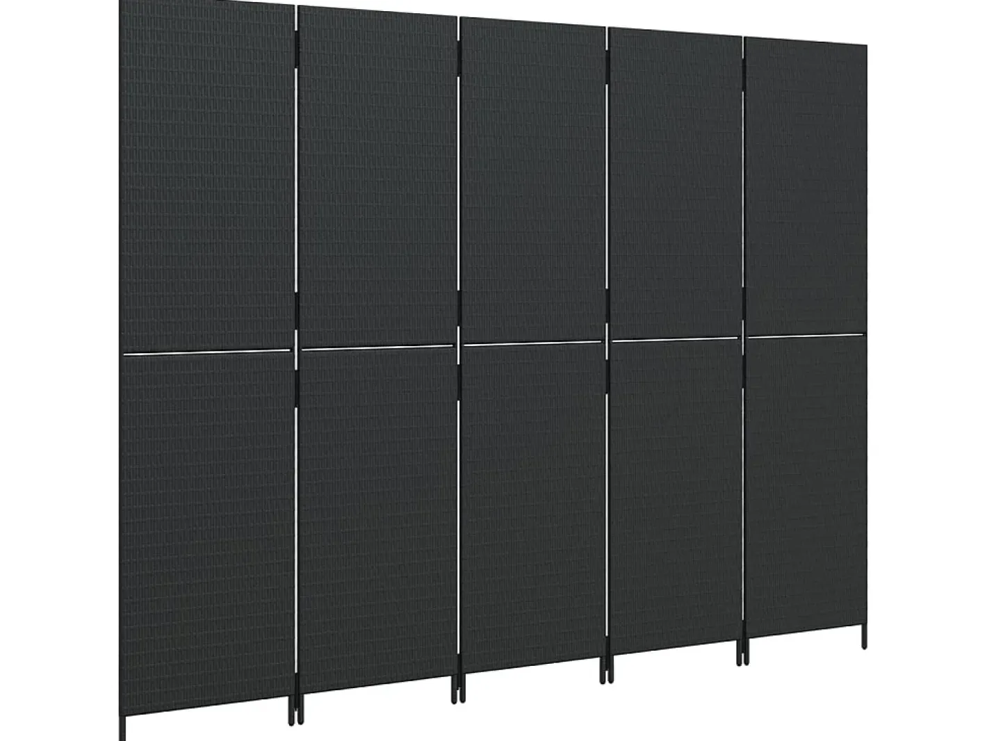 Biombo-Biombo de 5 paneles ratán sintético ES793721 Negro